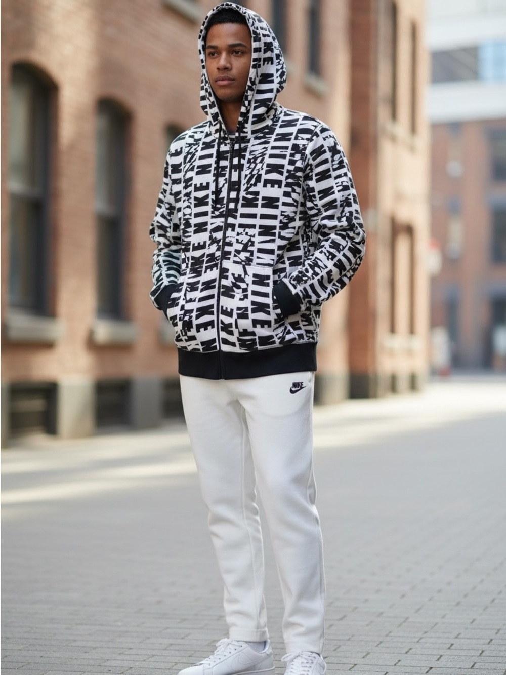 Nike full zip hoodie Club French Terry all over Print - Men's Small